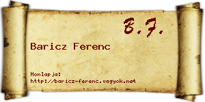 Baricz Ferenc névjegykártya
